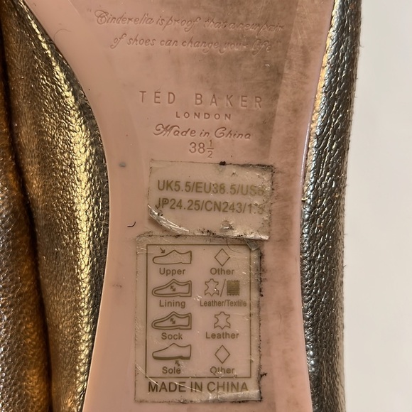 TED BAKER PINK METALLIC FLATS SIZE 8 - Picture 16 of 17